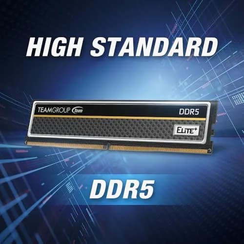 TEAMGROUP Elite Plus DDR5 16GB 5600MHz PC5-44800 CL46 UDIMM 288 Pin Desktop Memory Module Ram (Black) thumbnail 2
