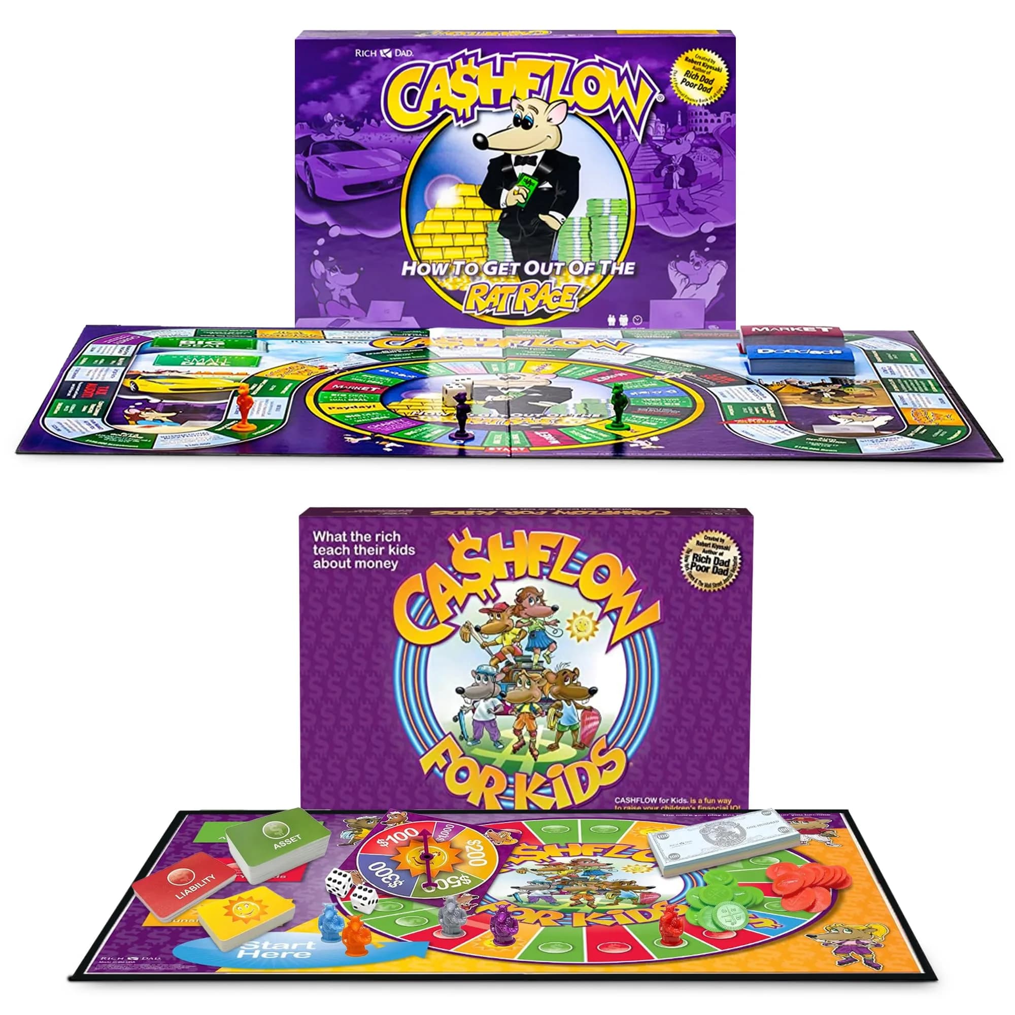 Rich Dad CASHFLOW for Kids Board Game, Children's Edition, 11 x 15 inches | Educational Money Game for Ages 6+ — Adult & Kid Version