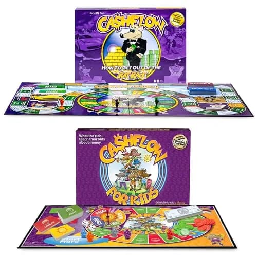 Rich Dad How To Get Out Of The Rat Race Board Game Set Adult & Kid Version | Educational Financial Literacy Learning Game for Ages 6+ (2-Pack) thumbnail 1