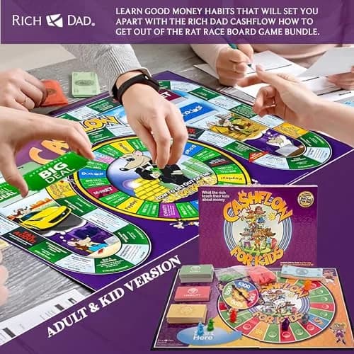 Rich Dad How To Get Out Of The Rat Race Board Game Set Adult & Kid Version | Educational Financial Literacy Learning Game for Ages 6+ (2-Pack) thumbnail 3
