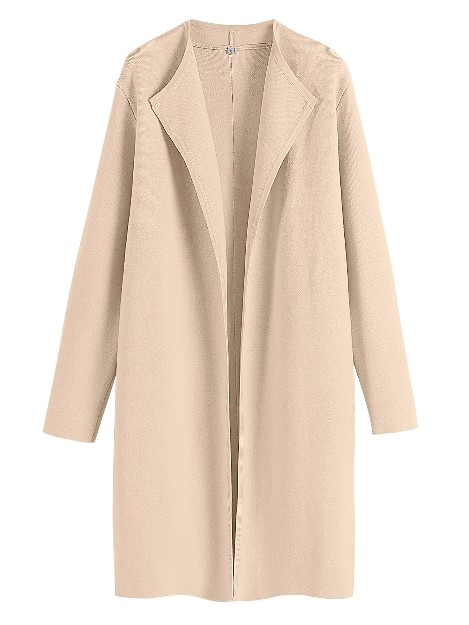 ANRABESS Women's Long Cardigan Sweater Apricot X-Large | V-Neck Knit Warm Trench Coatigan - main product image