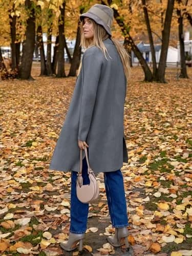 ANRABESS Women's Long Cardigan Sweater Dark Grey Small | V-Neck Knit Warm Trench Coatigan thumbnail 6