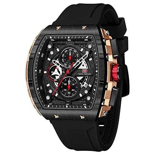 MF MINI FOCUS Black & Golden Chronograph Watch 48mm (1.89 inches) | Six-Hand Multi-Function Quartz Movement thumbnail 1