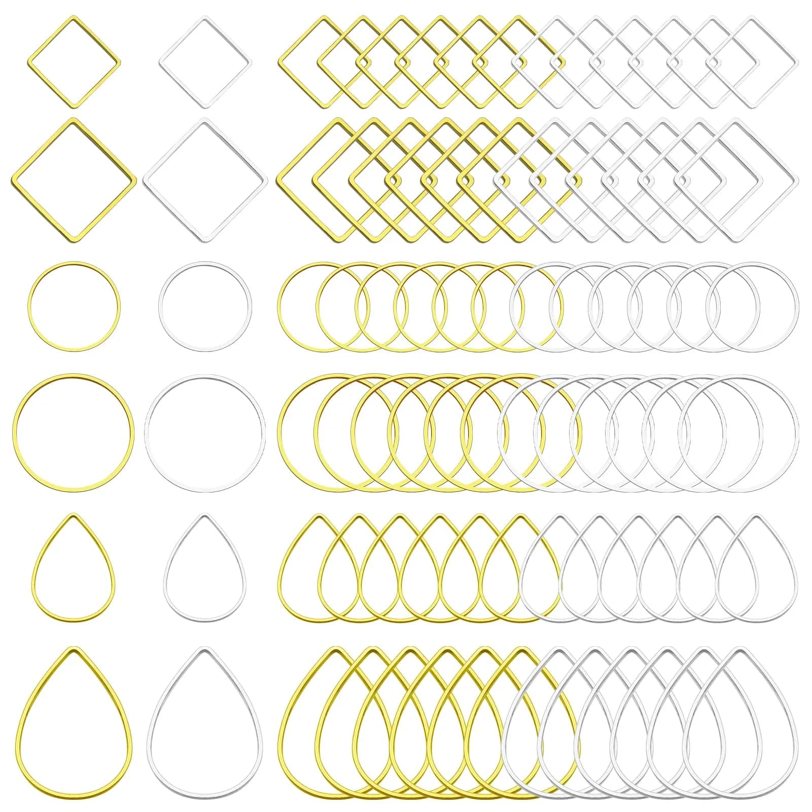 Ximalun Jewelry Findings 120pcs | 3 Shapes, Gold & Silver, 20-30mm | DIY Earring & Jewelry Supplies - main product image