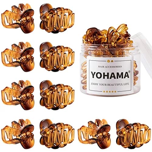 YOHAMA Small Octopus Claw Clips 4cm (1.57 inch) | Pack of 10 Brown Glossy Finish thumbnail 1