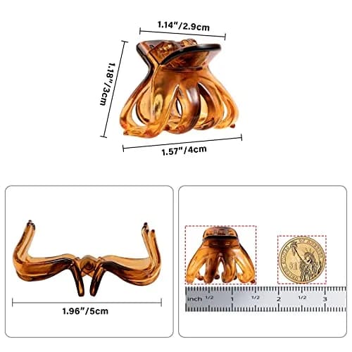 YOHAMA Small Octopus Claw Clips 4cm (1.57 inch) | Pack of 10 Brown Glossy Finish thumbnail 2
