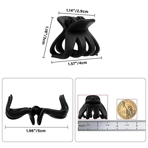 YOHAMA Black 10pcs Hair Clips 4cm (1.57 inch) | Strong Grip Octopus Claw Clips for Thin to Thick Hair thumbnail 2