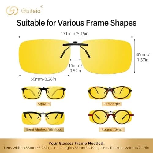 Goiteia Night Driving Clip On Glasses | Polarized UV400 Anti-Glare for Safer Night Drive thumbnail 6
