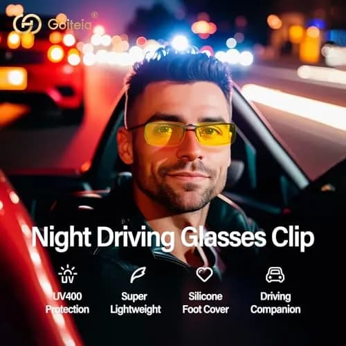 Goiteia Night Driving Clip On Glasses | Polarized UV400 Anti-Glare for Safer Night Drive thumbnail 2