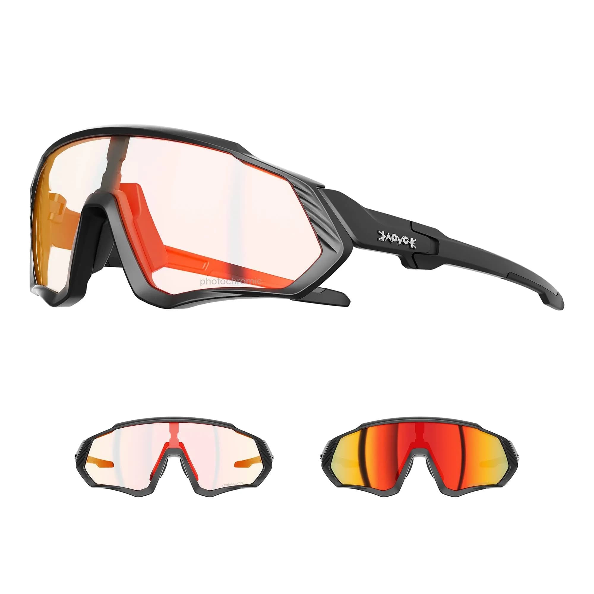 KAPVOE Photochromic Cycling Glasses - Striking Red Frame | Adapts to UV Light