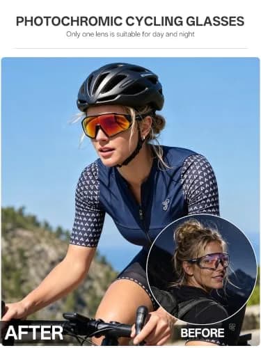 KAPVOE Photochromic Cycling Glasses - Striking Red Frame | Adapts to UV Light thumbnail 3