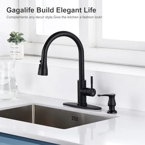 GAGALIFE Built-in Soap Dispenser for Kitchen Sink with 500ml Bottle, Matte Black | Easy Refill & Installation thumbnail 2