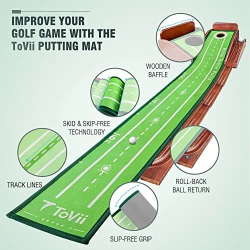ToVii Golf Practice Mat Indoor 250cm x 250cm | Portable, Ball Return & Guided Alignment (120 chars) thumbnail 2