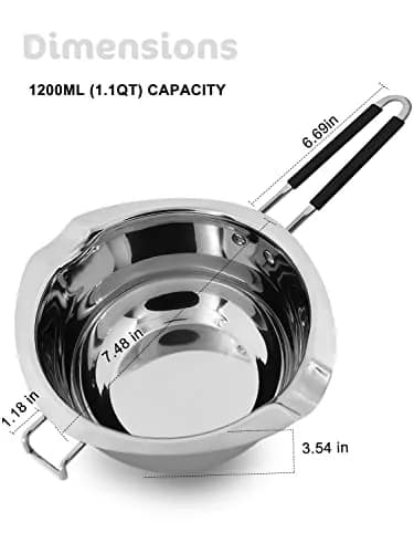 SONGZIMING Double Boiler Pot Set with Silicone Spatula, 1200ML + 2800ML Stainless Steel Pots | Induction Compatible thumbnail 2