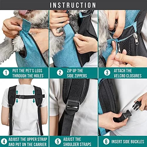PetAmi Dog Carrier Backpack, Adjustable Ventilated Pet Sling for Small Medium Dogs & Cats, Large, 12-16 lbs, Purple | Lightweight & Expandable thumbnail 5