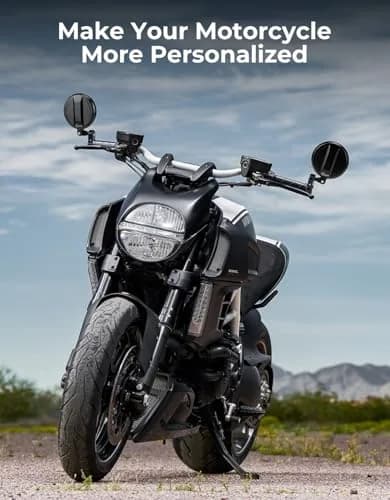 KEMIMOTO Motorcycle Handlebar Mirror, 360° Rotatable, Black | Wide Field of View & Durable Aluminum thumbnail 8