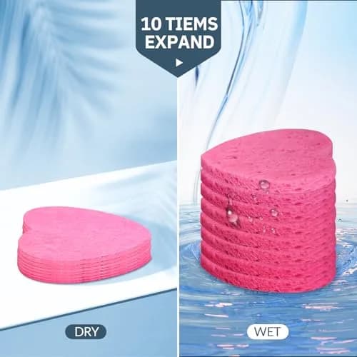 Spunspon Compressed Facial Sponges Pink Heart Shape 50 Count (1 Pack) | Gentle Daily Face Wash & Makeup Removal thumbnail 4