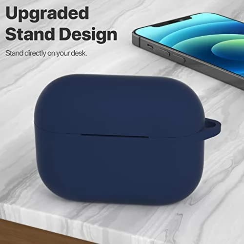 ATUAT for AirPods Pro 2nd Gen Case Cover | Silicone Skin with Keychain, Midnight Blue thumbnail 2