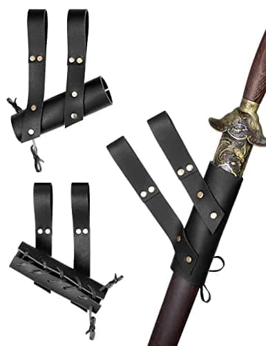 ALAMIYA Medieval Knight Leather Belt Shawl Men Renaissance Half Shoulder Cape Scarf Buckle Bracers Retro Magic Cork Potion Bottle Sword Frog Accessories thumbnail 5