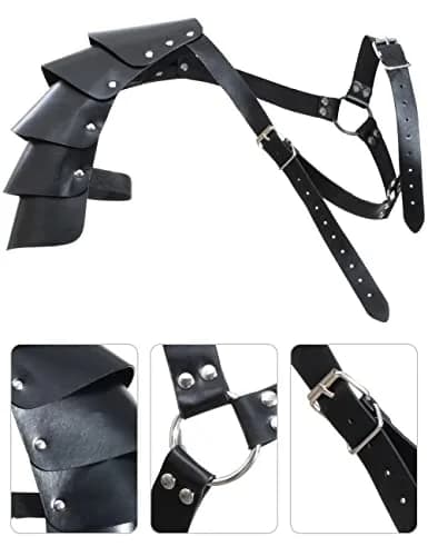 ALAMIYA Medieval Knight Leather Belt Shawl Men Renaissance Half Shoulder Cape Scarf Buckle Bracers Retro Magic Cork Potion Bottle Sword Frog Accessories thumbnail 6
