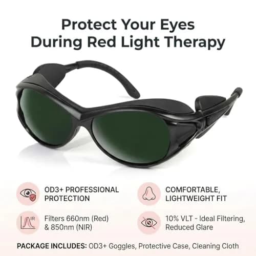 Dubofu Professional Red Light Therapy Glasses, Eye Protection for Red & Near Infrared Light Therapy, OD3+ Comfortable Goggles for Red Light Panel & Infrared Therapy thumbnail 6