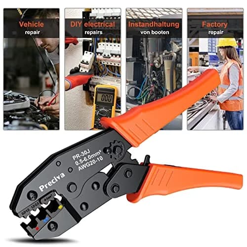 Preciva Ratcheting Wire Terminal Crimping Tool Kit AWG20-10 (0.5-6mm²) with 350PCS Insulated Connectors | Crimps Electrical Connections Reliably thumbnail 6