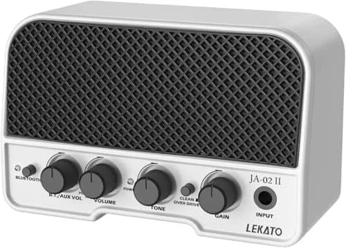 LEKATO Mini Guitar Amp 5W White | Rechargeable, Portable, Wireless Bluetooth Practice thumbnail 1