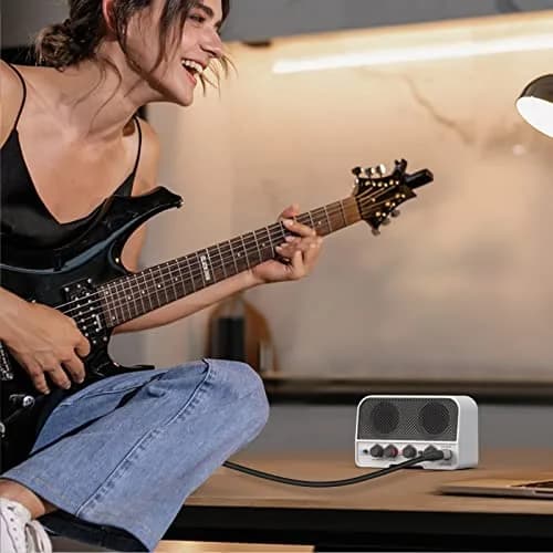 LEKATO Mini Guitar Amp 5W White | Rechargeable, Portable, Wireless Bluetooth Practice thumbnail 6