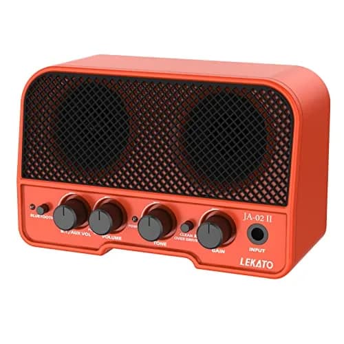 LEKATO Mini Guitar Amp 5W Orange | Rechargeable, Portable, Wireless Bluetooth Practice Amp thumbnail 1