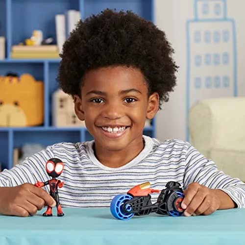 Spidey and His Amazing Friends Miles Morales Action Figure with Toy Motorcycle, Preschool Toys, 150g (0.33lb) | Ages 3 and Up thumbnail 5