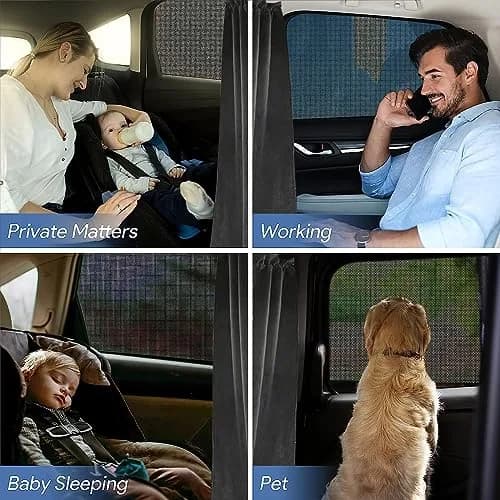 MEEWOO Blackout Suede Car Divider Privacy Curtain Large | Blocks UV Sunlight & Creates Private Space thumbnail 6