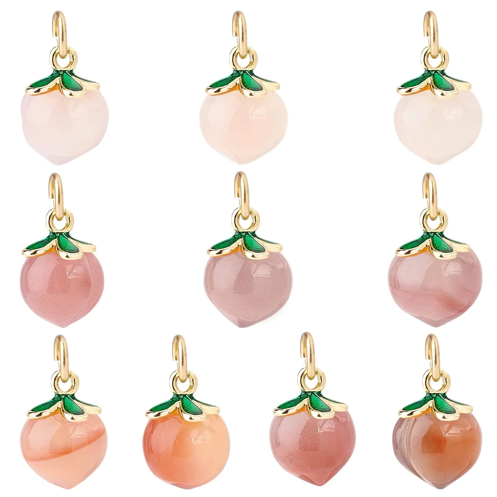 OLYCRAFT Peach Agate Pendant 14x10mm | Natural Enamel Fruit Charm for Jewelry & Crafts