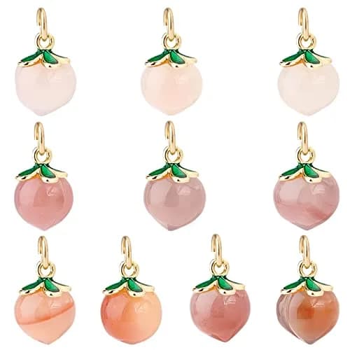 OLYCRAFT Peach Agate Pendant 14x10mm | Natural Enamel Fruit Charm for Jewelry & Crafts thumbnail 1
