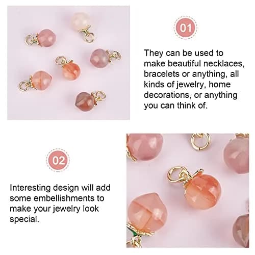 OLYCRAFT Peach Agate Pendant 14x10mm | Natural Enamel Fruit Charm for Jewelry & Crafts thumbnail 4