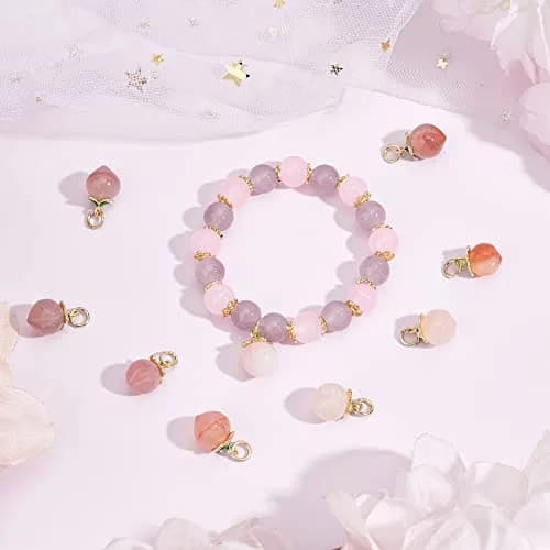 OLYCRAFT Peach Agate Pendant 14x10mm | Natural Enamel Fruit Charm for Jewelry & Crafts thumbnail 5