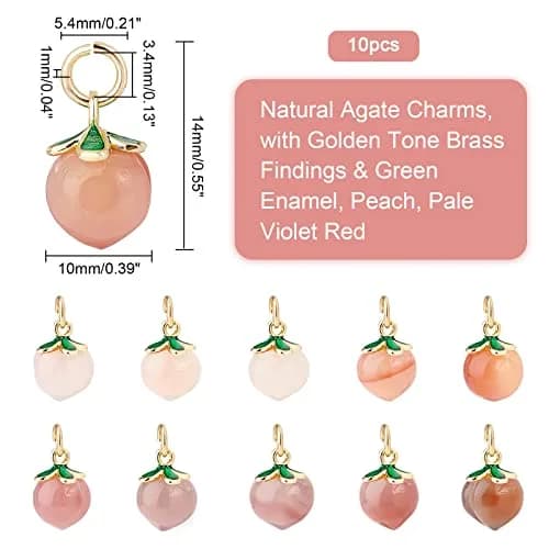 OLYCRAFT Peach Agate Pendant 14x10mm | Natural Enamel Fruit Charm for Jewelry & Crafts thumbnail 2