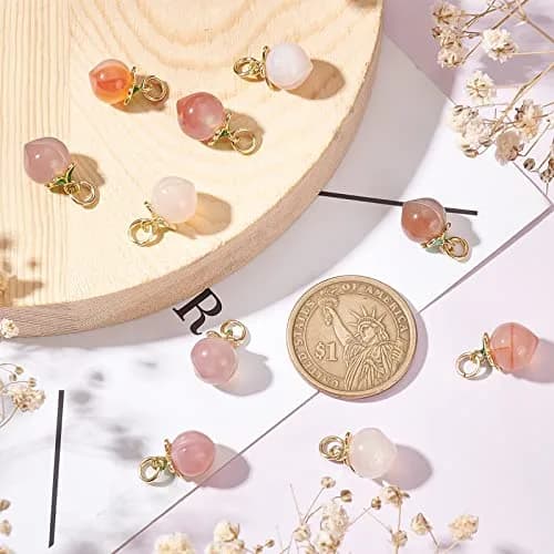 OLYCRAFT Peach Agate Pendant 14x10mm | Natural Enamel Fruit Charm for Jewelry & Crafts thumbnail 3