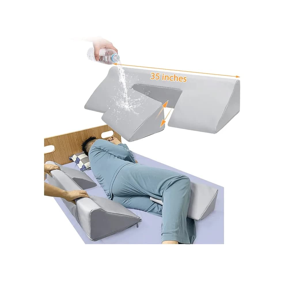 Mistuki Detachable Wedge Pillow for Side Sleepers & Bedridden Patients 86.4cm (34.2 inches) | Prevents Bedsores & Pressure Ulcers — Grey Waterproof