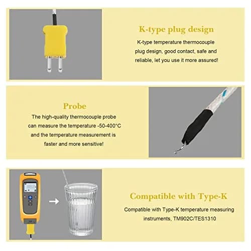 Weewooday K Type Thermocouple Probe 3m | Fast Response, Universal Compatibility, Fiberglass Insulation thumbnail 4