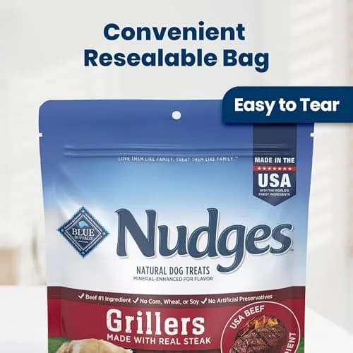 Blue Buffalo Nudges Grillers Steak Dog Treats 453g (16 oz) | Real USA Beef First, Soft & Easy to Tear thumbnail 4