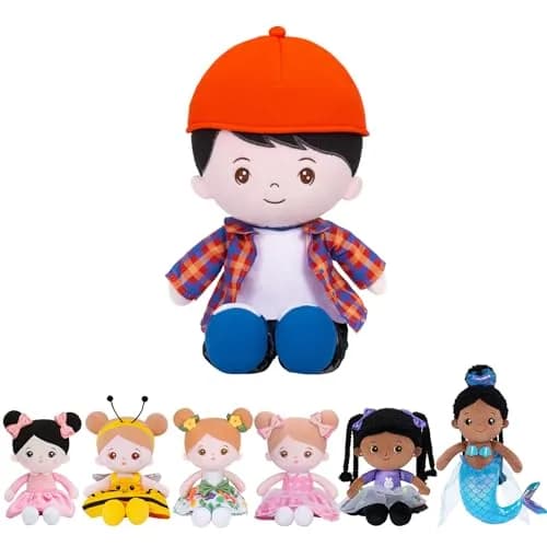 OUOZZZ Soft Plush Baby Boy Doll 12.6 Inch, Red Hat Snuggle Buddy | Safe & Soft for Kids 3+ thumbnail 1