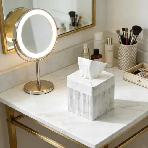 Polytree White Tissue Box Cover Square Resin 5.5 Inch | Heavy Duty Home Decor thumbnail 6