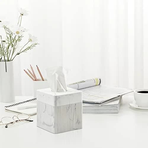 Polytree White Tissue Box Cover Square Resin 5.5 Inch | Heavy Duty Home Decor thumbnail 9