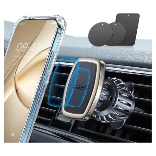 LISEN Magnetic Phone Holder for Car with Upgraded Clip | 360° Adjustable, Case Friendly, Gold thumbnail 1