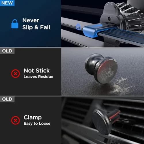 LISEN Magnetic Phone Holder for Car with Upgraded Clip & 6 Magnets, Red | Secure Vent Mount for Smartphones thumbnail 3