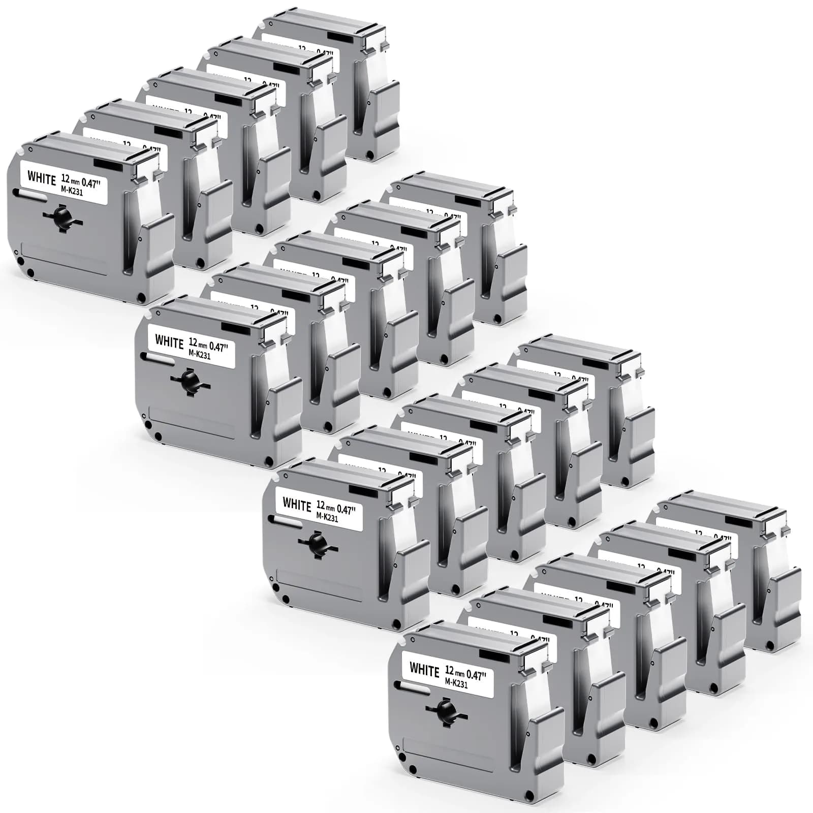 Labelife 20 Pack M-K231 Label Tape 12mm White | Compatible with Brother P Touch M Series