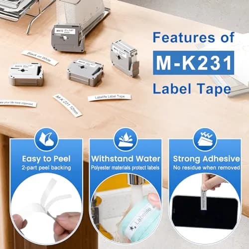 Labelife 20 Pack M-K231 Label Tape 12mm White | Compatible with Brother P Touch M Series thumbnail 4
