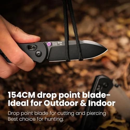 Kizer Drop Bear Folding Knife - Black Aluminum Handle, 154CM Steel Blade | Compact EDC for Outdoor Use thumbnail 2