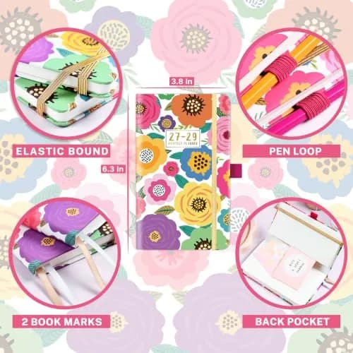 Tullofa 3-Year Pocket Calendar 6.3" x 3.8" (Jan 2027 - Dec 2029) | Monthly Planner with Elastic Closure & Pen Holder thumbnail 3