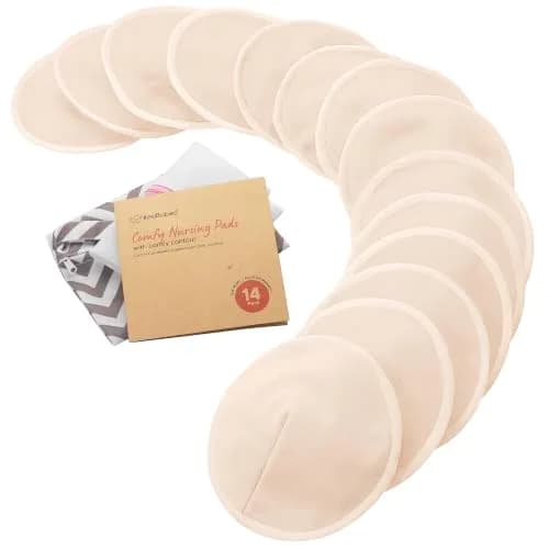 KeaBabies Organic Nursing Pads M 4.6" (14-Pack) | 3-Layer Absorbent & Waterproof thumbnail 1